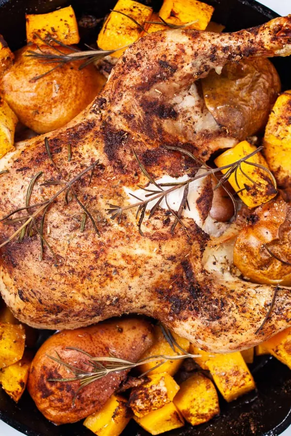 Roasted Chicken With Pears And Butternut Squash
