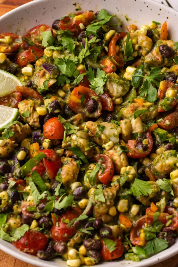 Shrimp Taco Salad with Cilantro Lime Dressing