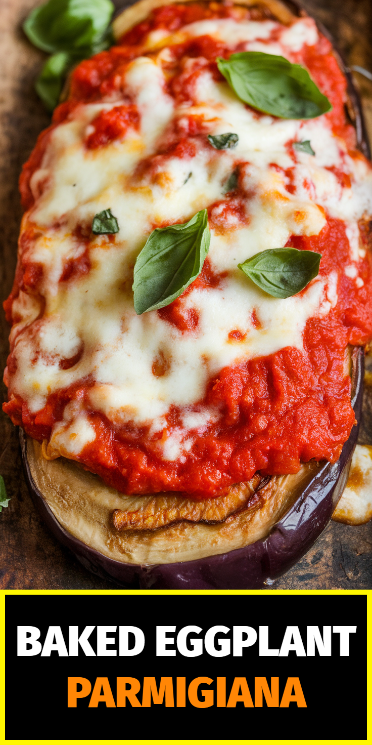 Pinterest Pin for Baked Eggplant Parmigiana