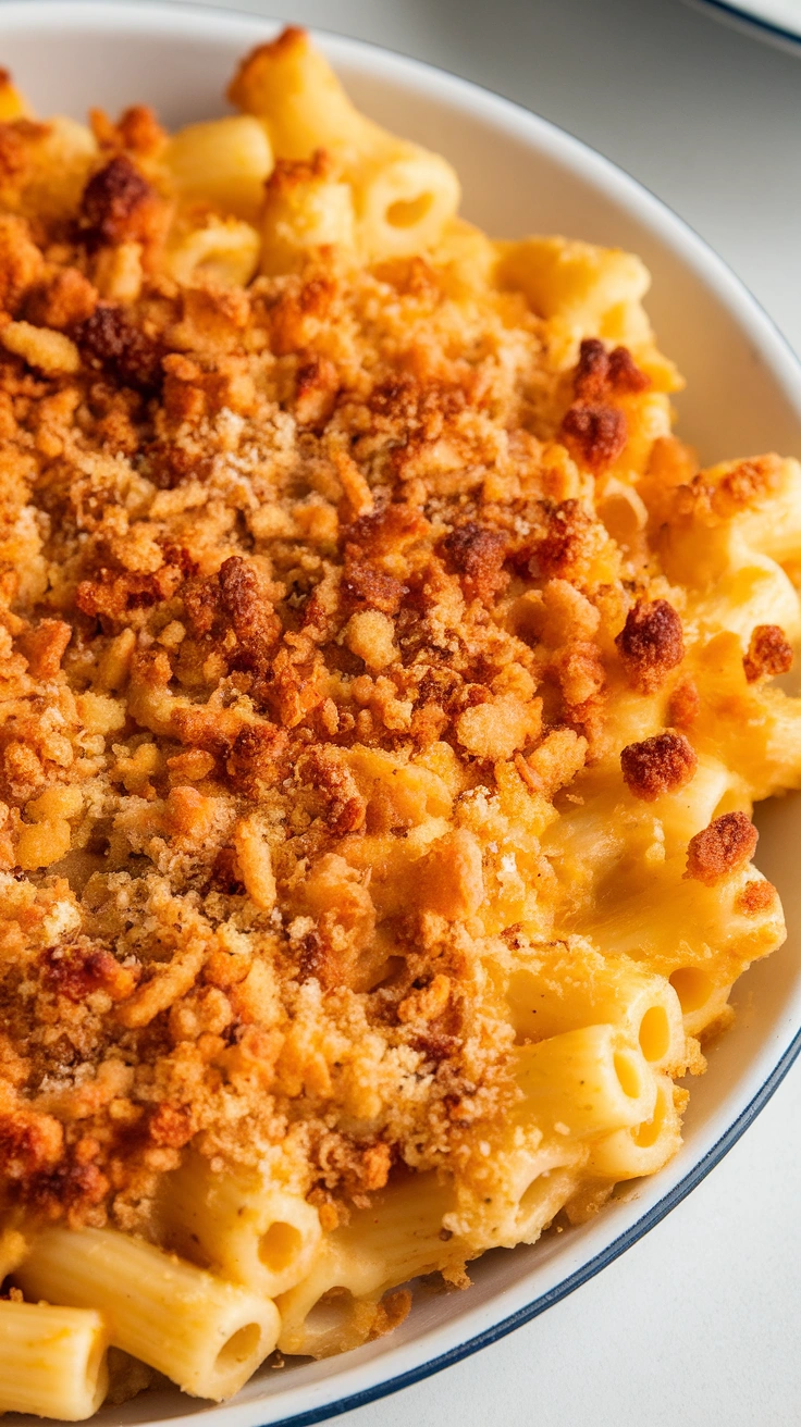 Baked Three-Cheese Macaroni with Crispy Breadcrumbs