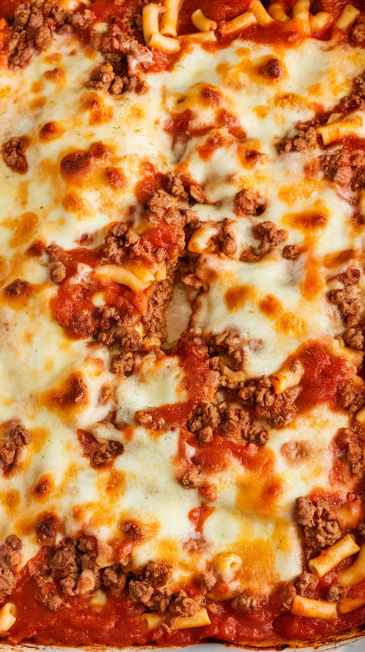 Baked Ziti with Ground Beef Marinara