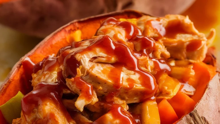 BBQ Chicken Stuffed Sweet Potatoes - Featured
