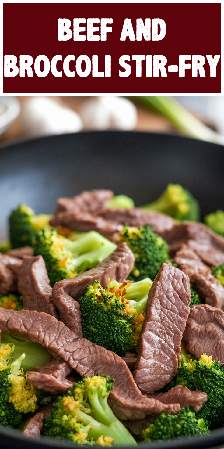 Pinterest Pin for Beef and Broccoli Stir-Fry