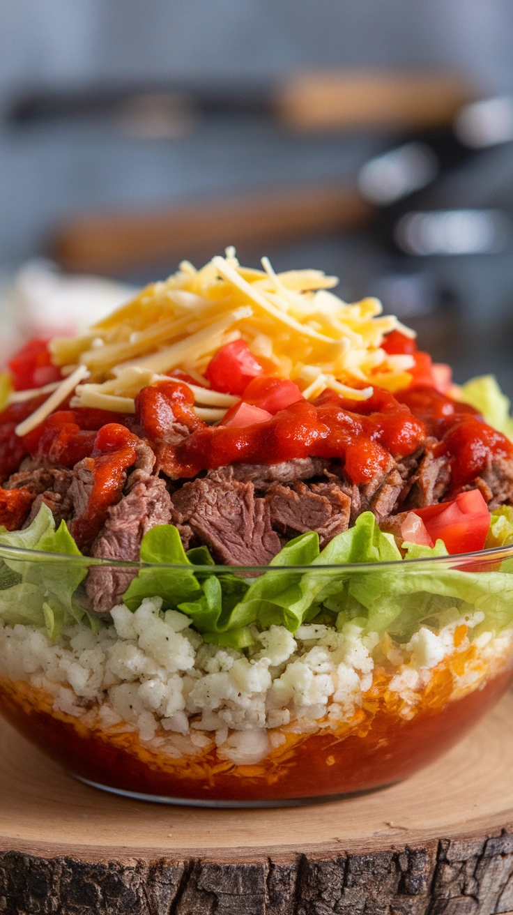 Beef Taco Bowl with Cauliflower Rice