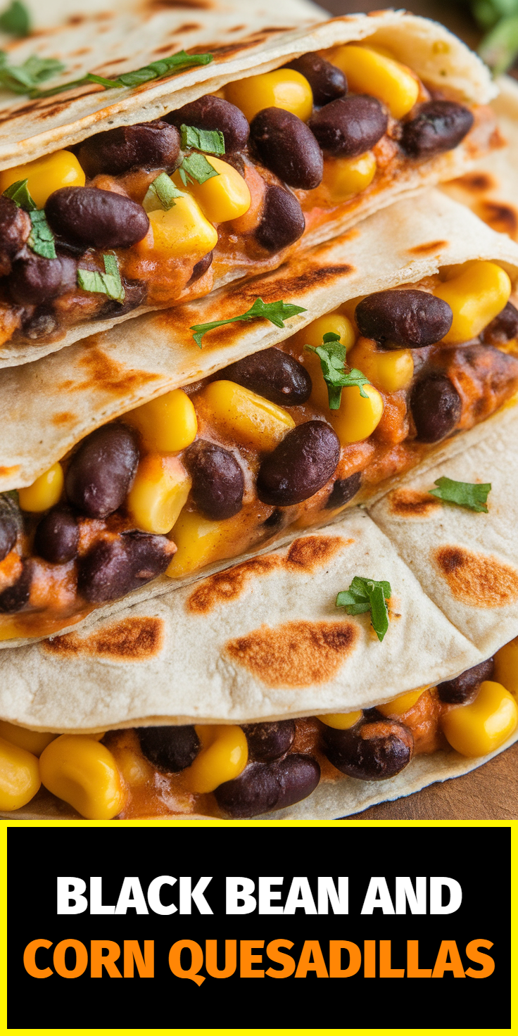 Pinterest Pin for Black Bean and Corn Quesadillas