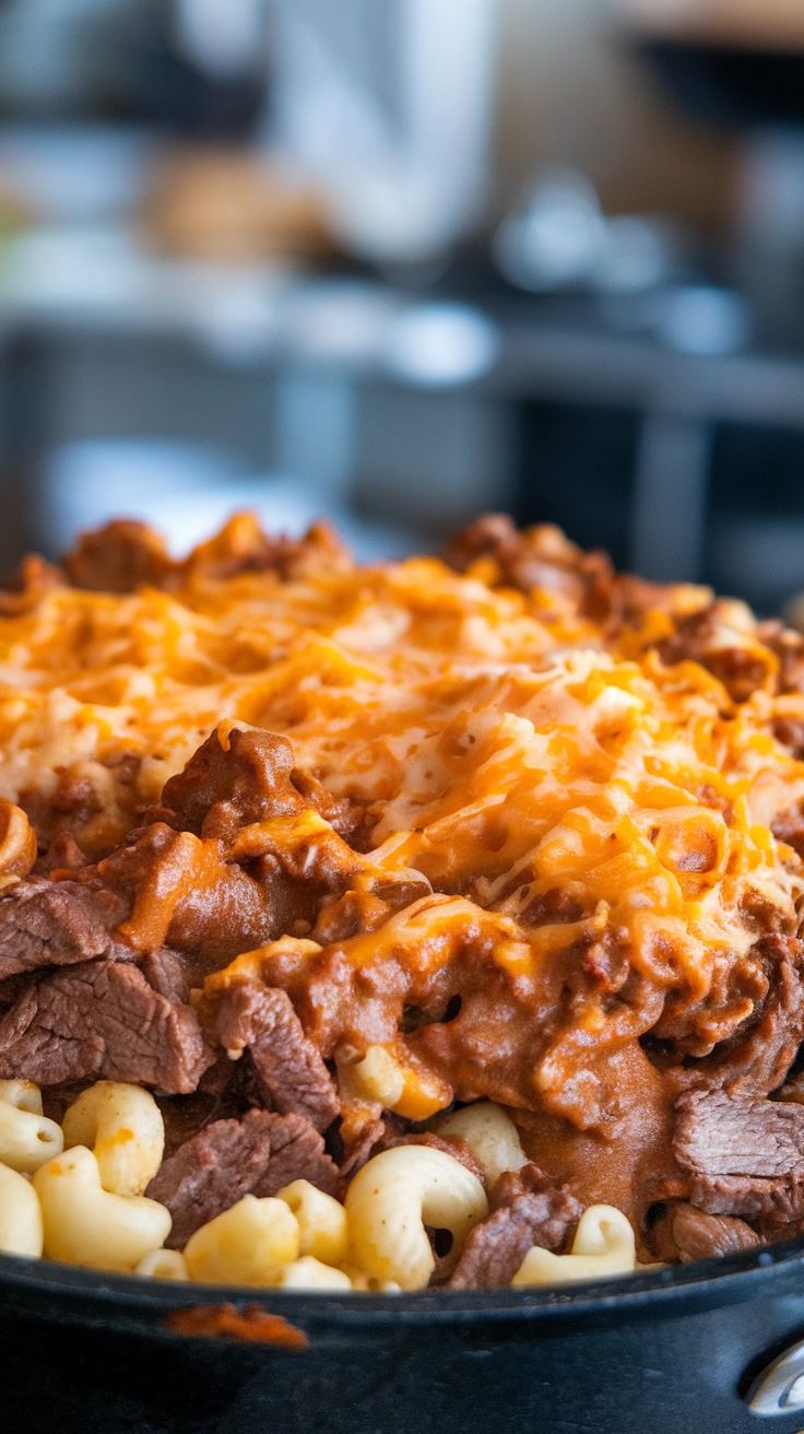 Cheesy Beef and Macaroni Skillet