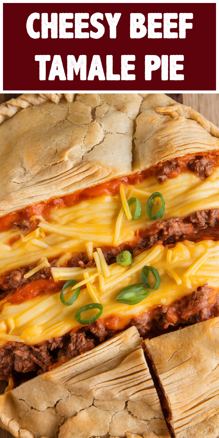 Pinterest Pin for Cheesy Beef Tamale Pie