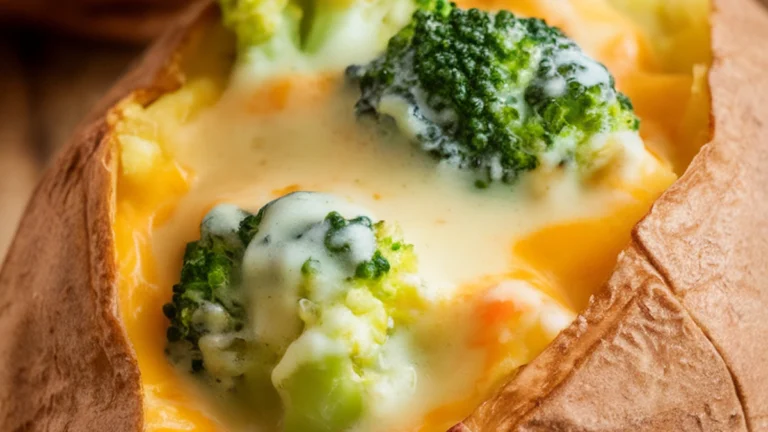 Cheesy Broccoli Stuffed Baked Potatoes - Featured