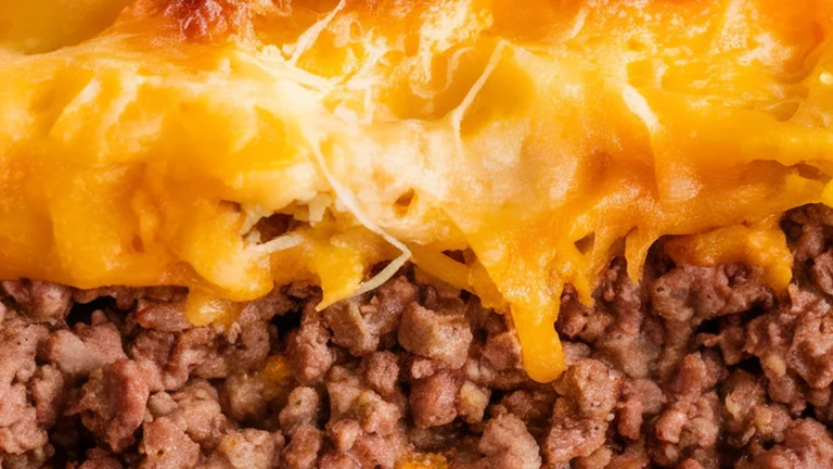 Cheesy Ground Beef and Rice Casserole - Featured