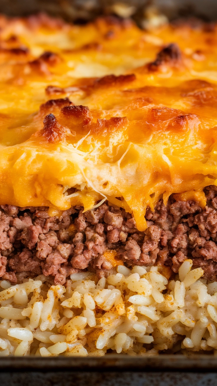 Cheesy Ground Beef and Rice Casserole