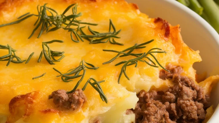 Cheesy Scalloped Potatoes with Ground Beef - Featured