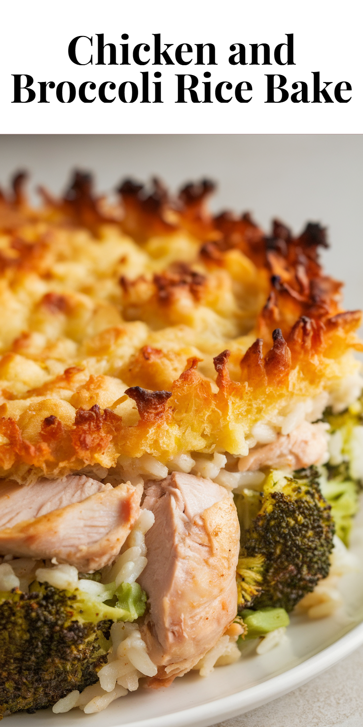 Pinterest Pin for Chicken and Broccoli Rice Bake