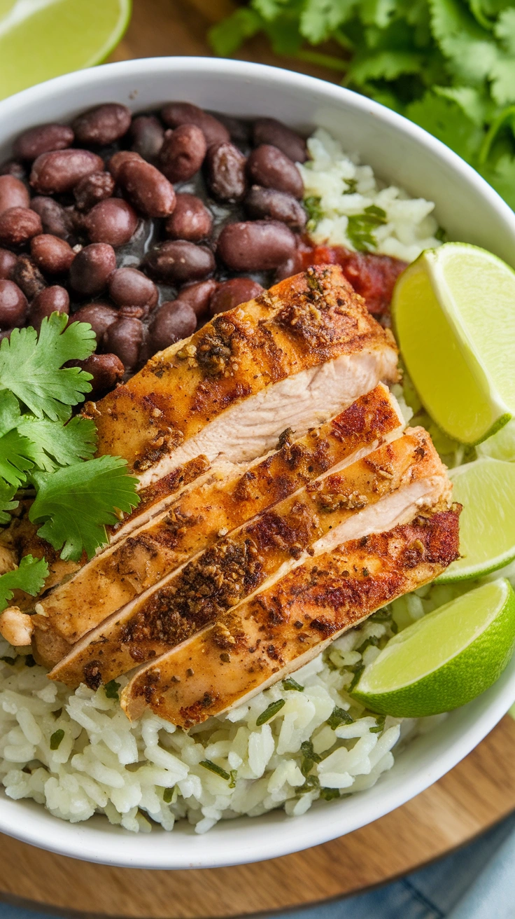 Chicken Burrito Bowls with Cilantro Lime Rice