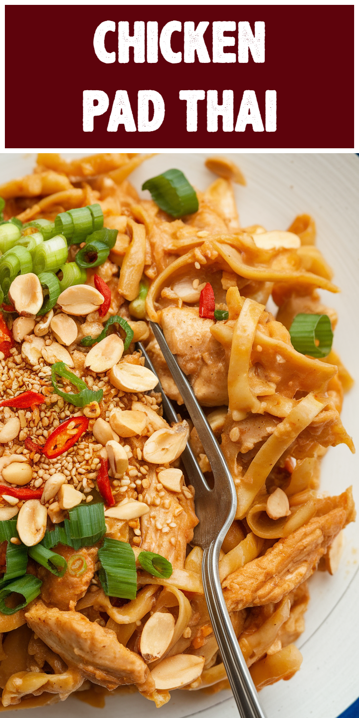 Pinterest Pin for Chicken Pad Thai