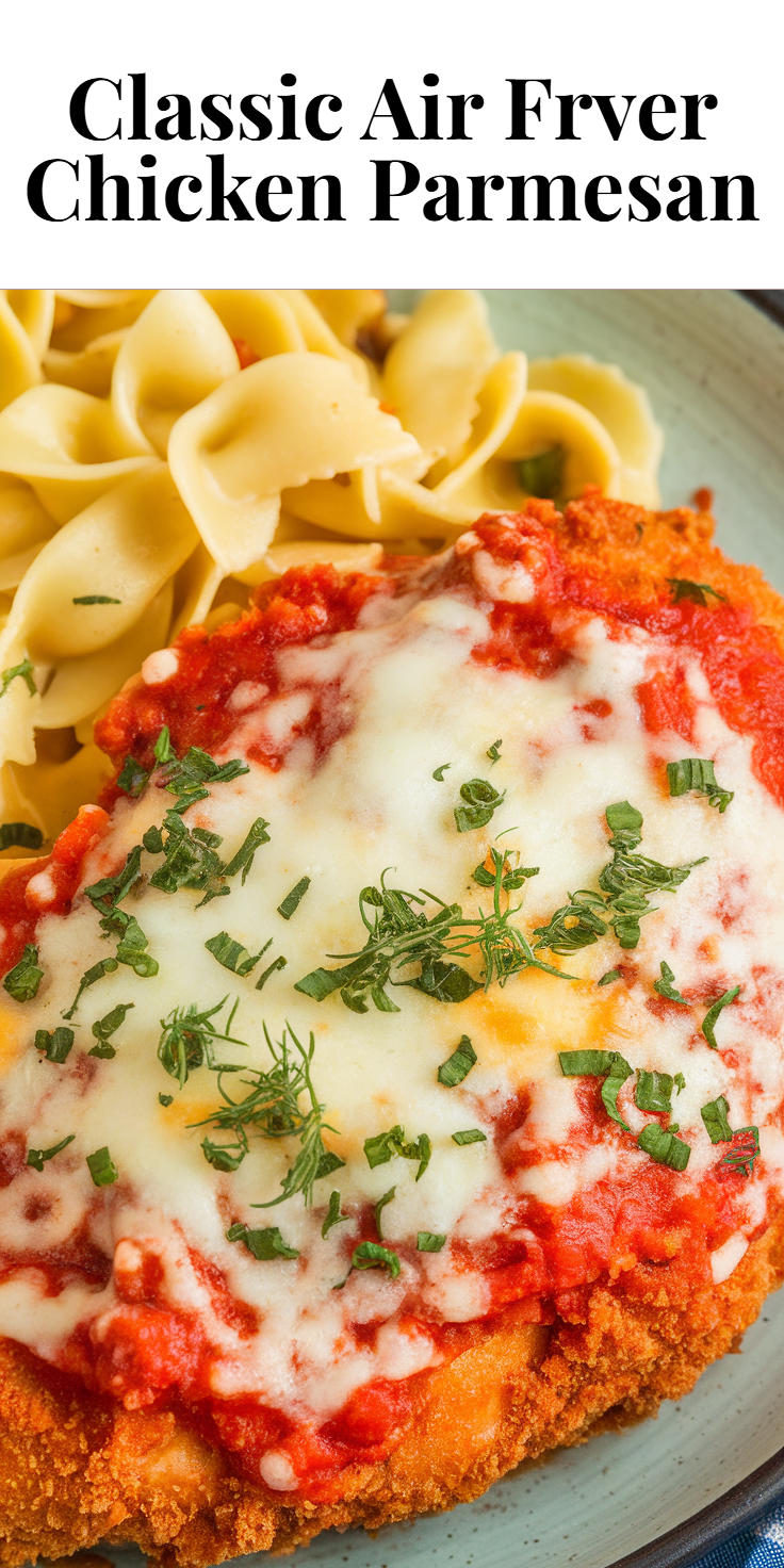 Pinterest Pin for Classic Air Fryer Chicken Parmesan