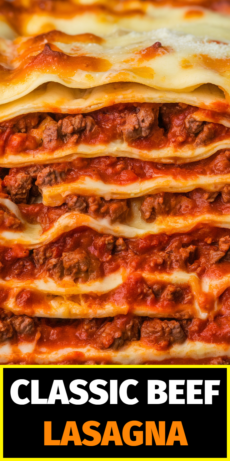 Pinterest Pin for Classic Beef Lasagna