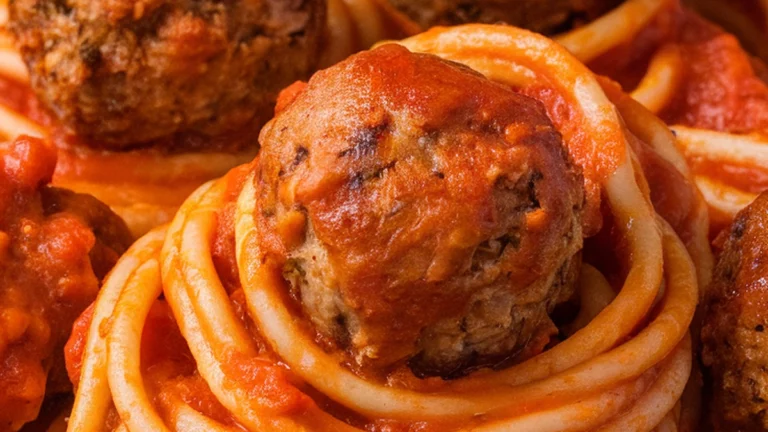 Classic Spaghetti with Turkey Meatballs - Featured
