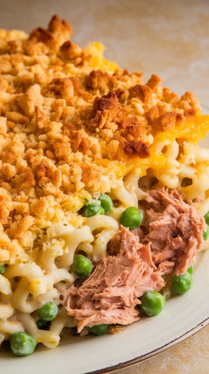 Classic Tuna Noodle Casserole with Peas