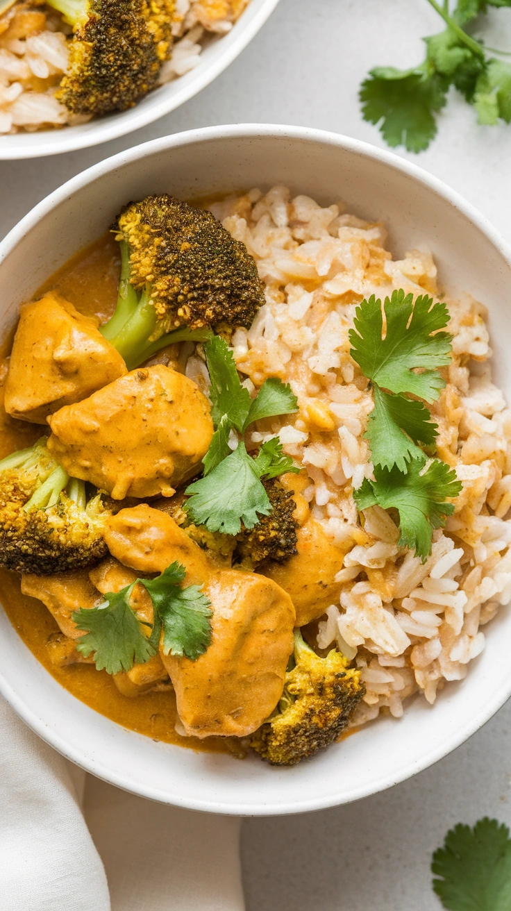 Coconut Chicken Curry with Broccoli Rice