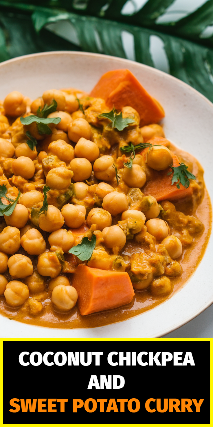 Pinterest Pin for Coconut Chickpea and Sweet Potato Curry
