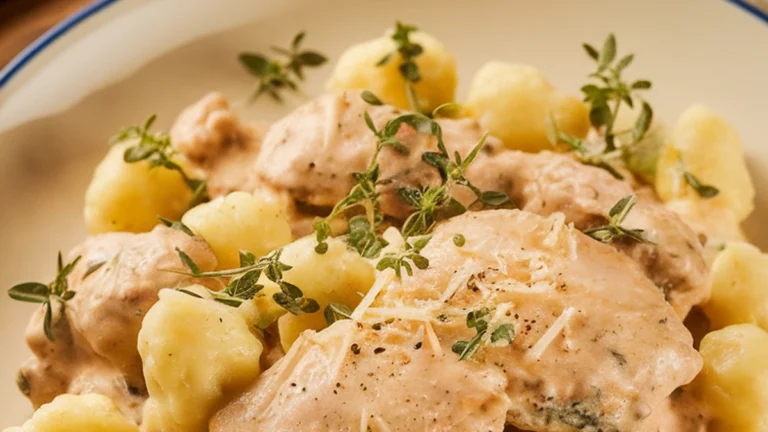Creamy Chicken and Potato Gnocchi - Featured
