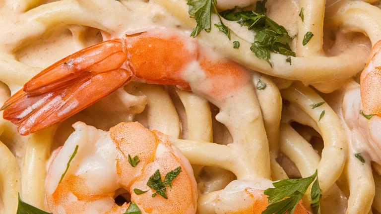 Creamy Garlic Shrimp Alfredo - Featured