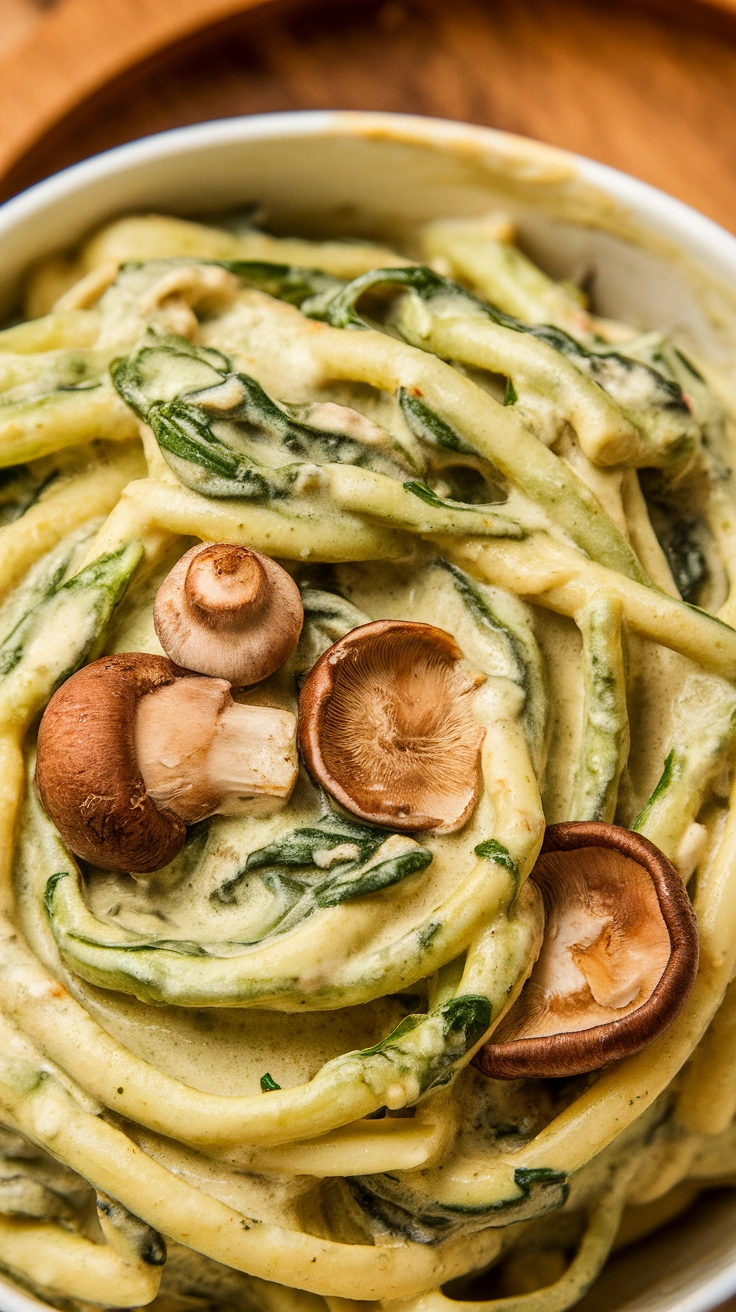 Creamy Mushroom and Spinach Pasta