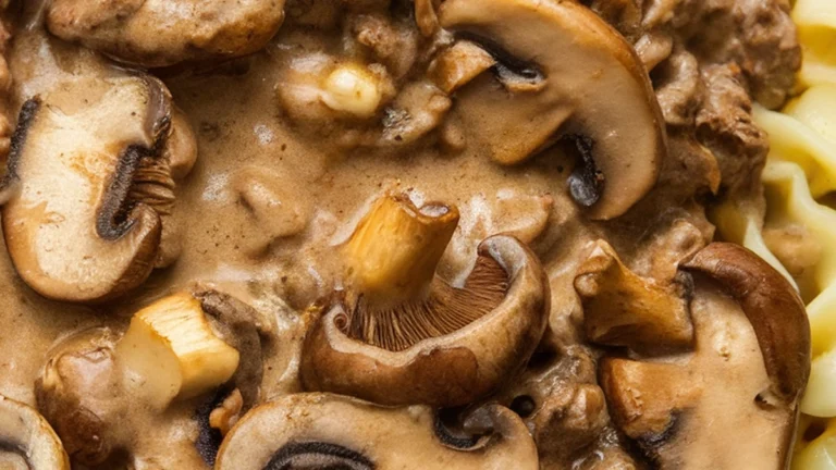 Creamy Mushroom Ground Beef Stroganoff - Featured