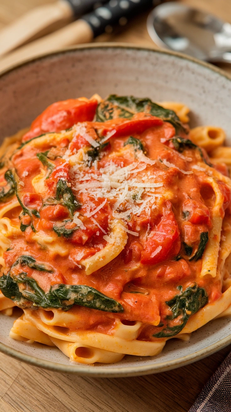 Creamy Tomato and Spinach Pasta