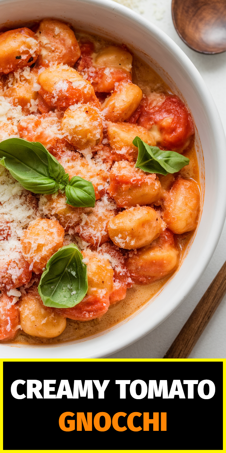 Pinterest Pin for Creamy Tomato Gnocchi