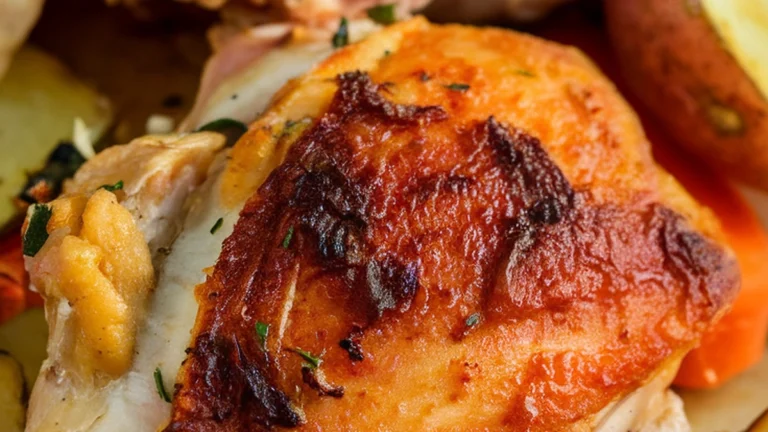 Crispy Baked Chicken Thighs with Root Vegetables - Featured