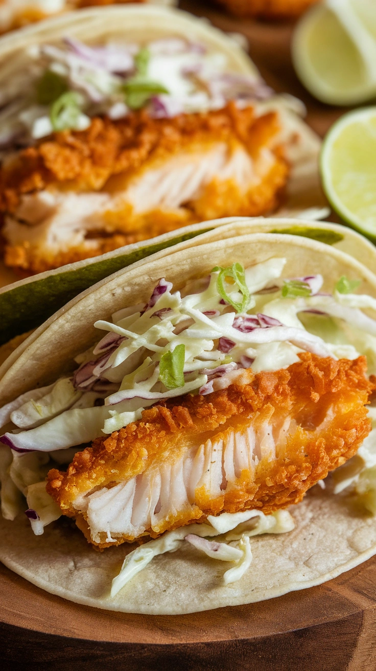 Crispy Baked Fish Tacos with Slaw