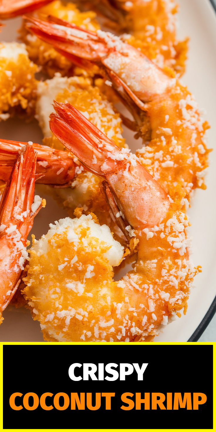 Pinterest Pin for Crispy Coconut Shrimp