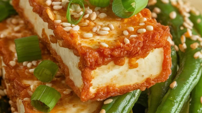 Crispy Tofu with Sesame Green Beans - Featured