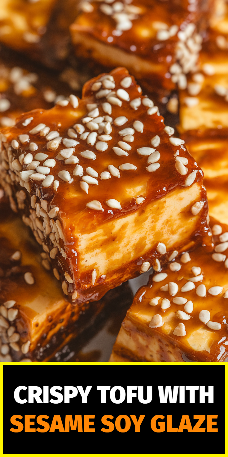 Pinterest Pin for Crispy Tofu with Sesame Soy Glaze