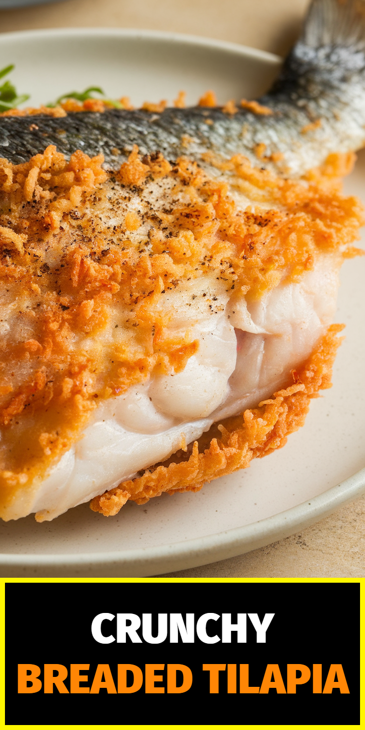 Pinterest Pin for Crunchy Breaded Tilapia