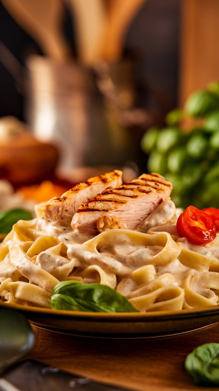 Fettuccine Alfredo with Grilled Chicken