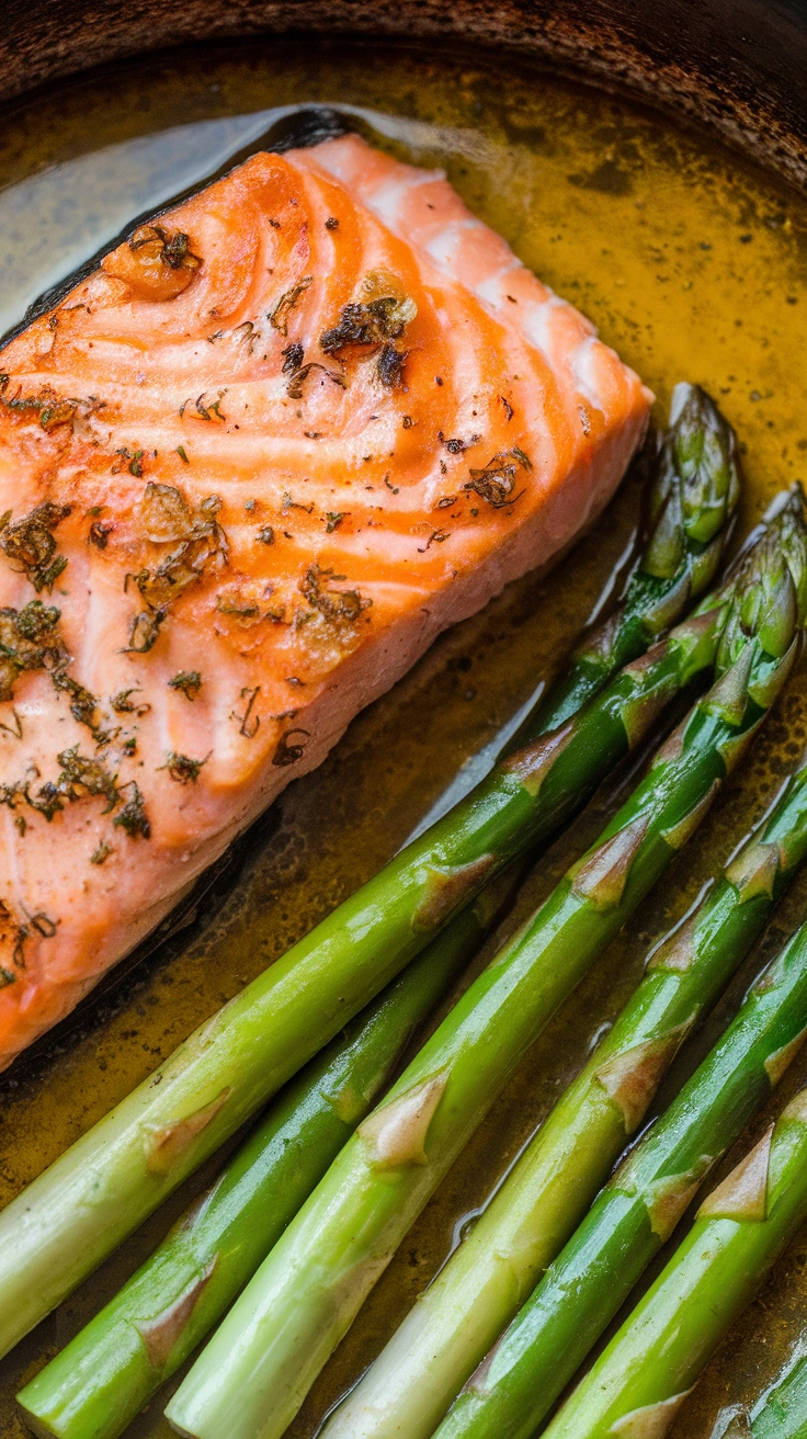Garlic Butter Salmon and Asparagus