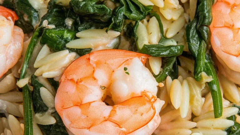Garlic Shrimp and Spinach Orzo - Featured