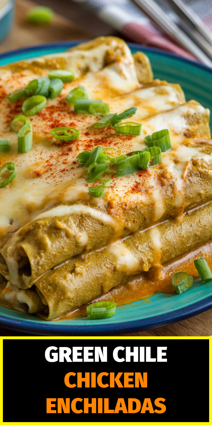 Pinterest Pin for Green Chile Chicken Enchiladas