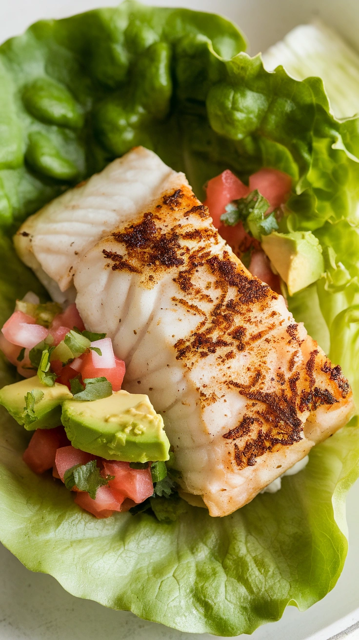 Grilled Fish Tacos in Lettuce Cups