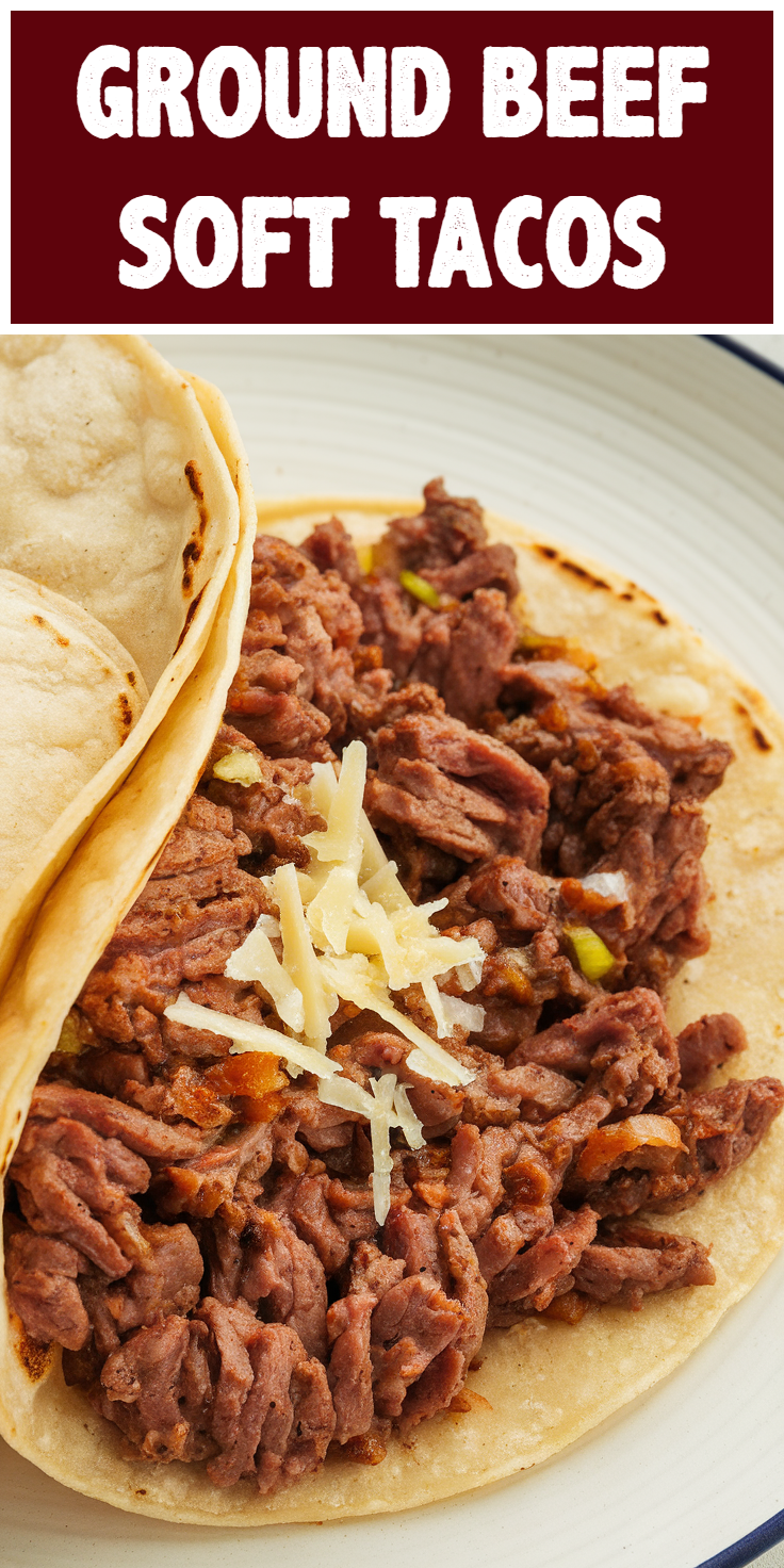 Pinterest Pin for Ground Beef Soft Tacos