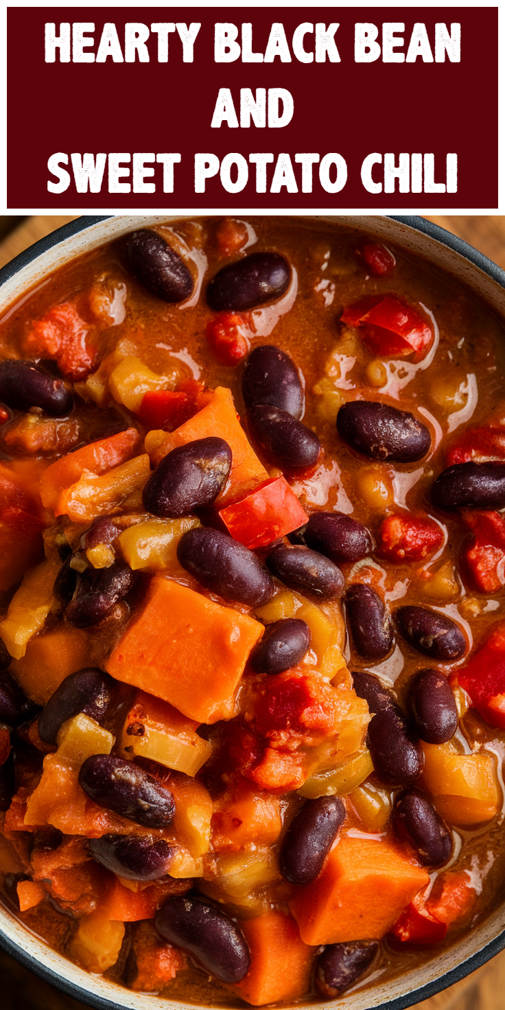 Pinterest Pin for Hearty Black Bean and Sweet Potato Chili