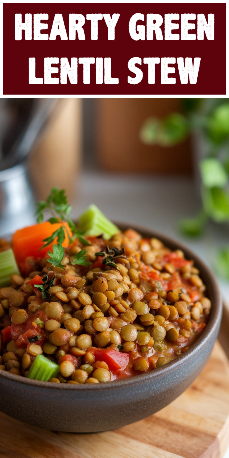 Pinterest Pin for Hearty Green Lentil Stew