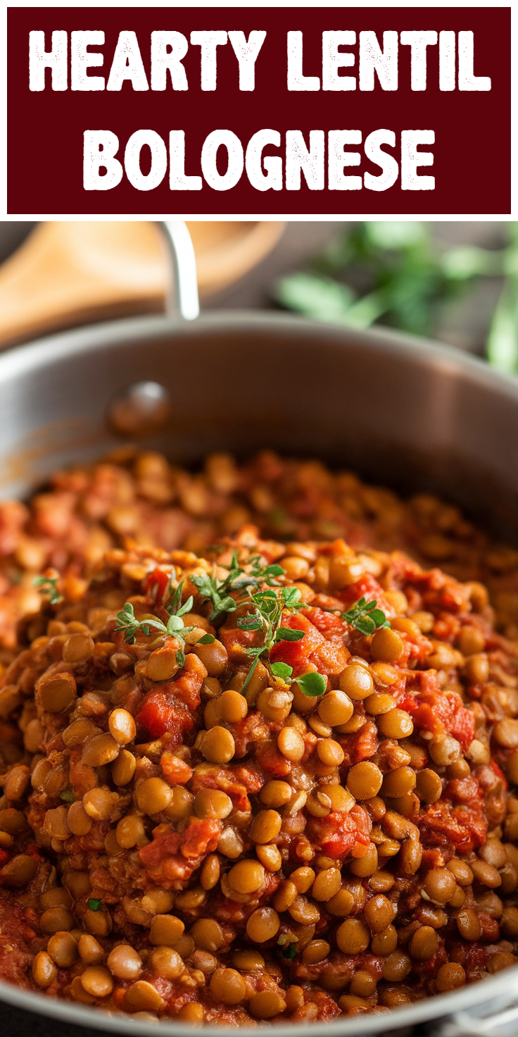 Pinterest Pin for Hearty Lentil Bolognese