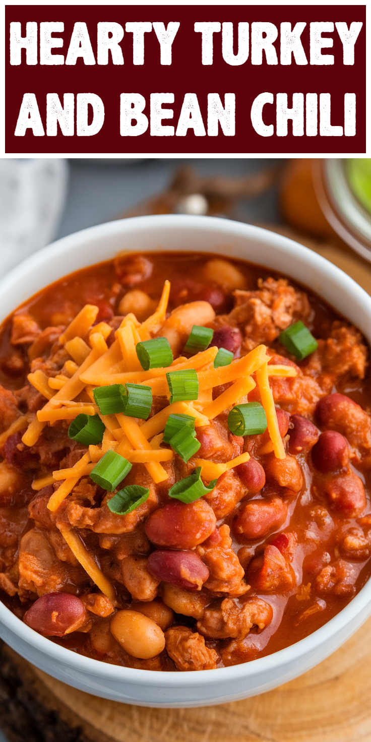 Pinterest Pin for Hearty Turkey and Bean Chili
