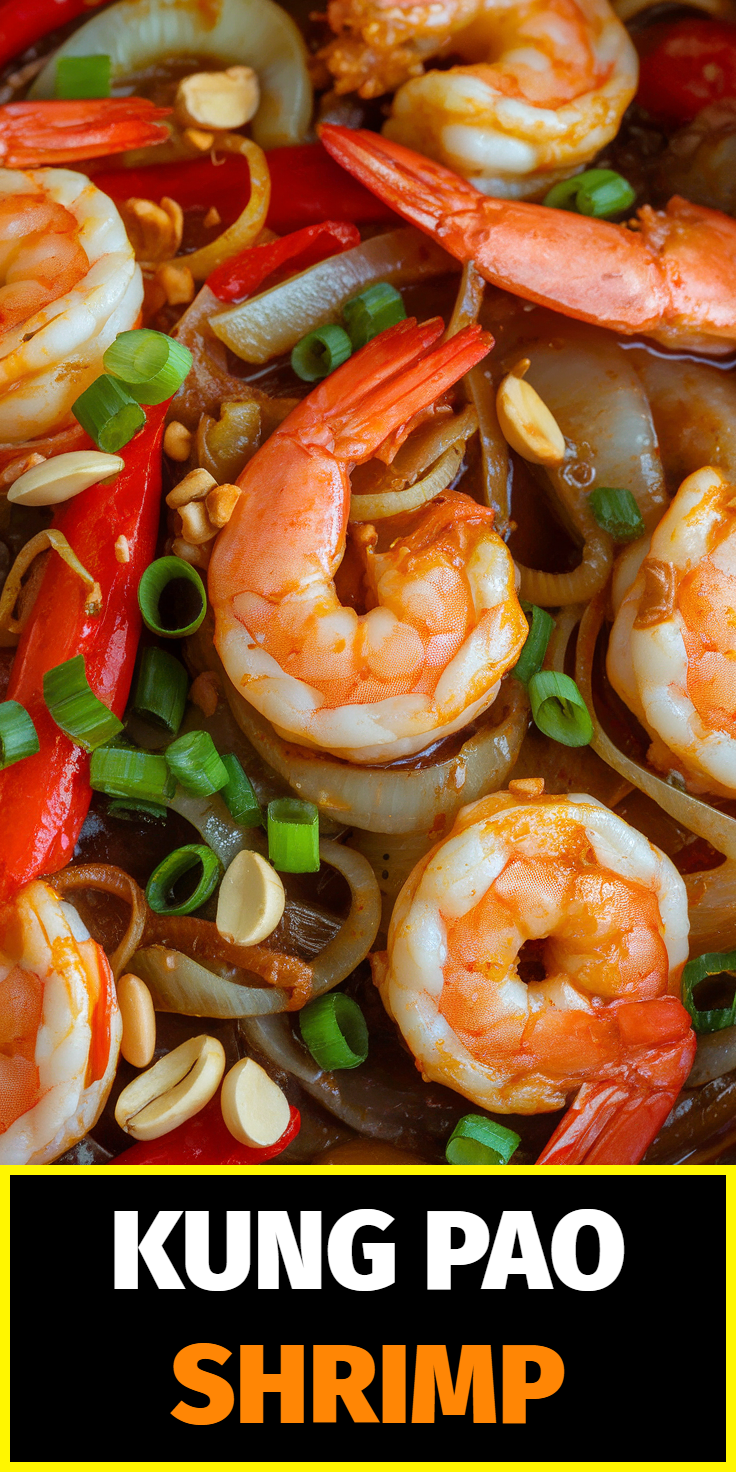 Pinterest Pin for Kung Pao Shrimp