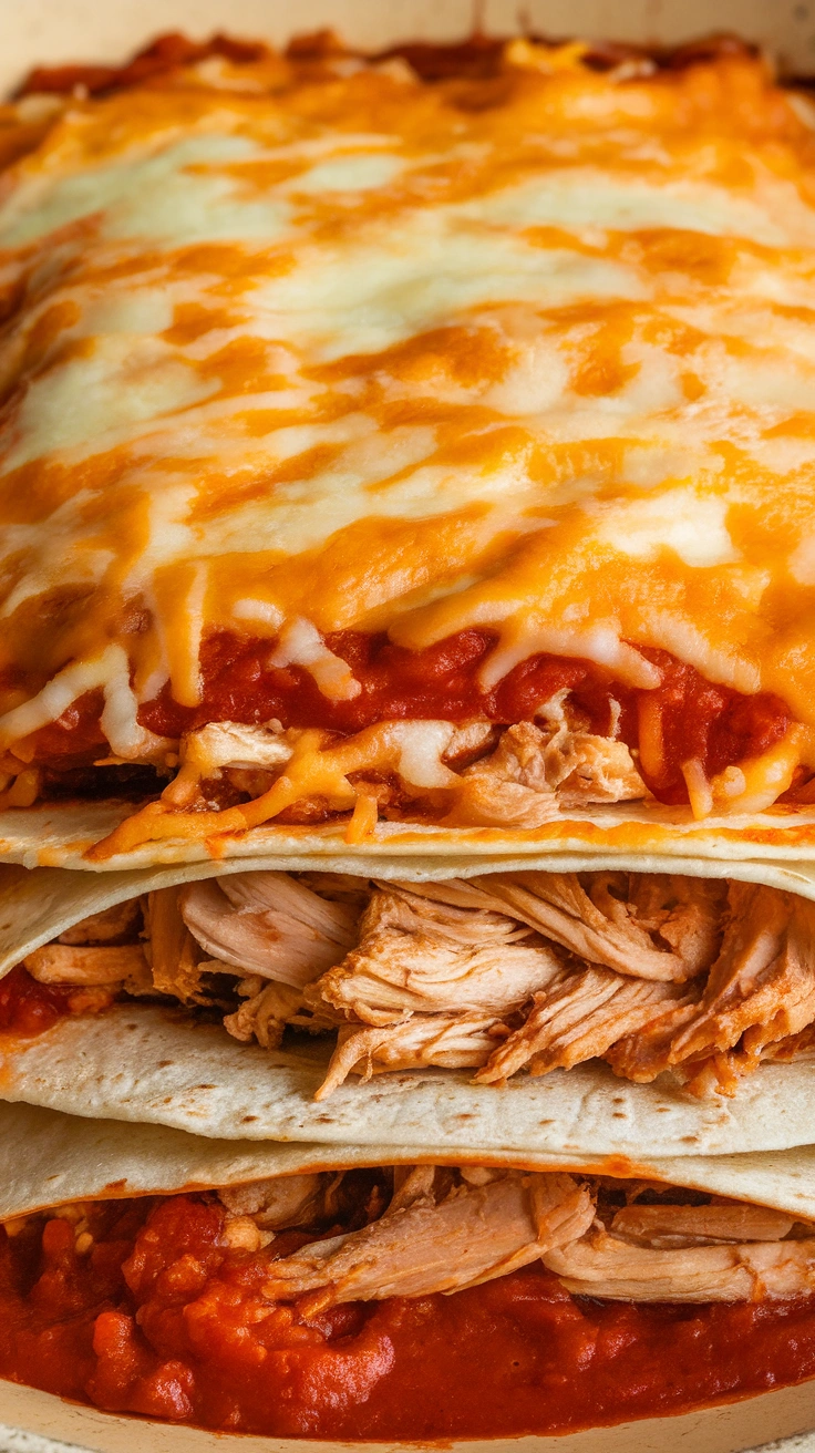Layered Chicken Enchilada Casserole
