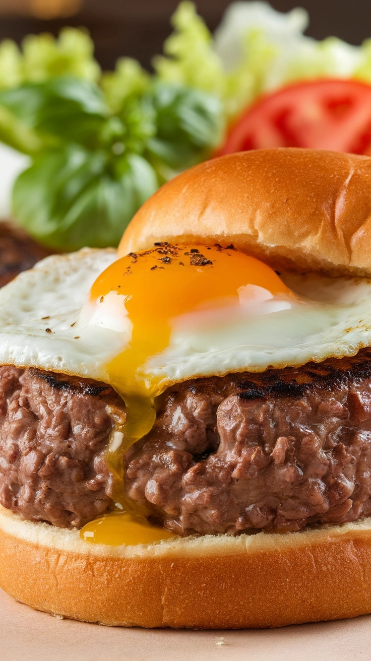 Lean Beef Burgers with Fried Egg