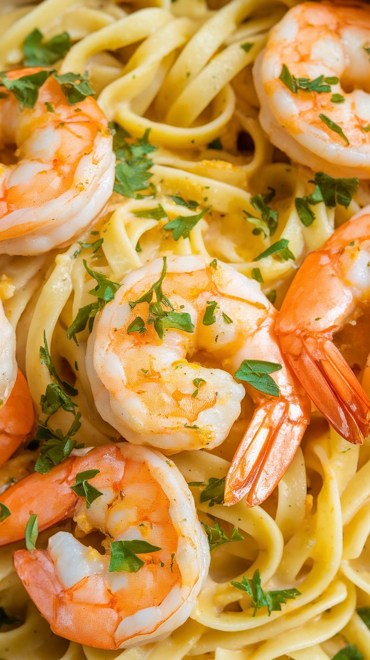 Lemon Garlic Shrimp Linguine